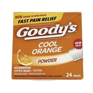 Goody's Headache Powder Cool Orange Flavor One Box 24 Dissolvable Packs NEW